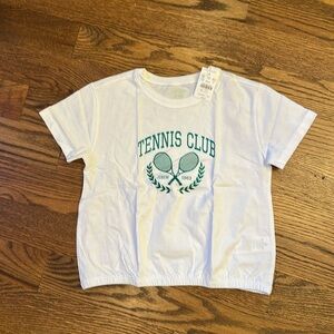 NWT Crewcuts Factory White Tee with Green Tennis Club Design; L